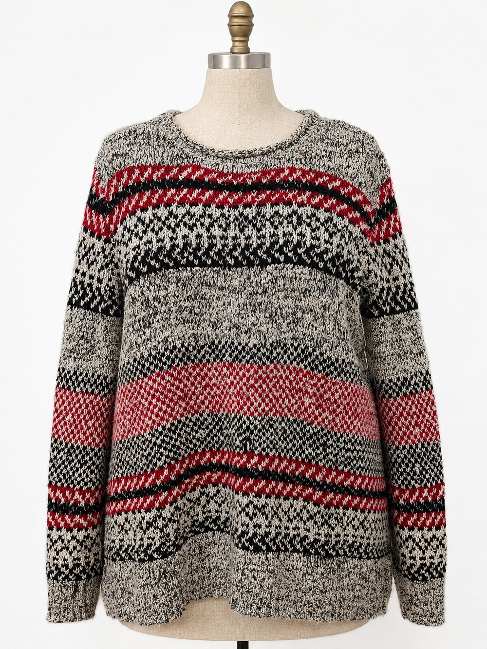 CHAPS Marled Fair Isle Striped Knit Crewneck Sweater Size 3X